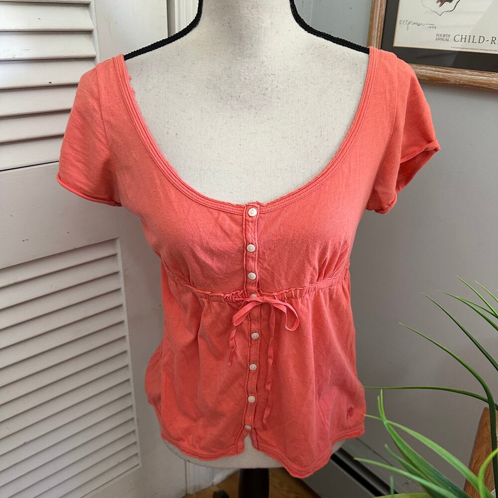 Aeropostale Babydoll Top Womens Large Coral Retro Y2K Dainty Coquette Grunge